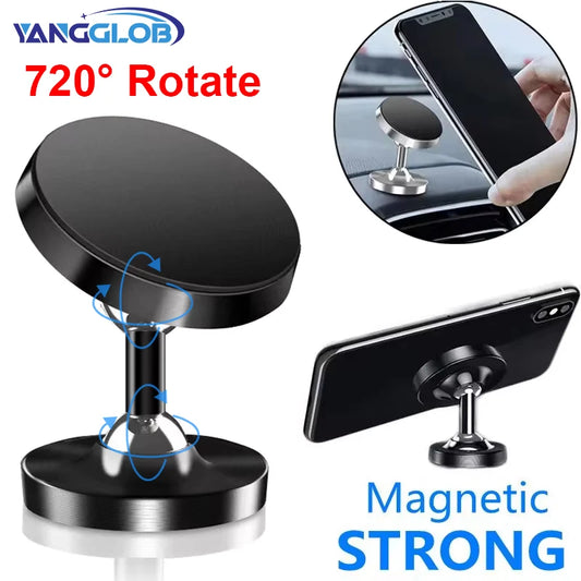Creative Dual Axis Alloy Magnetic Car Bracket 720° Rotation Double Ball Magnetic Phone Holder for Any Model Phone