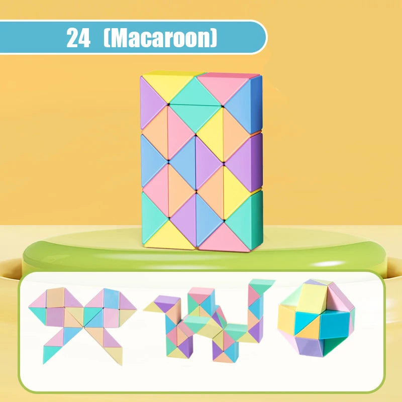 24-72 Segments Magic Rule Snake Multi-color 3D Puzzle Fidget Toys Decompression Transformable Cubes Educational Toys