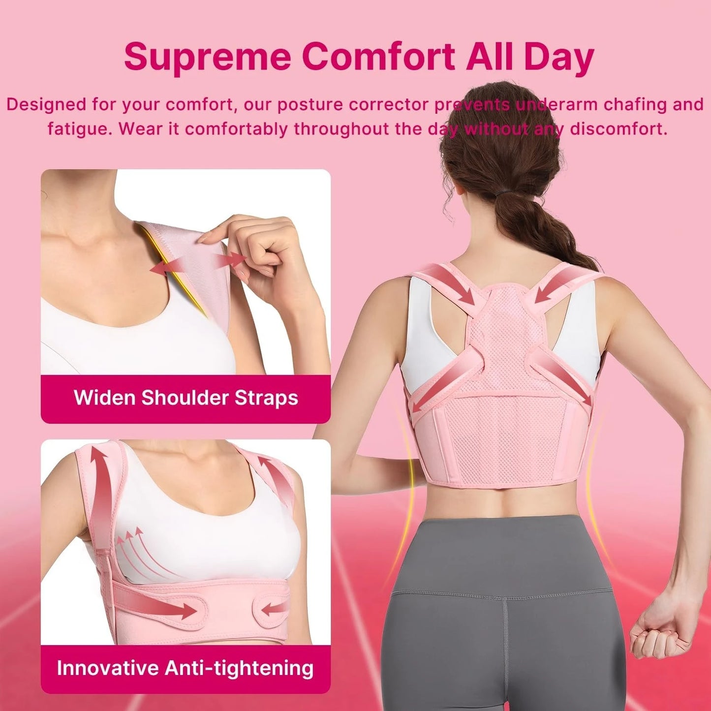 Back Brace Posture Supports for Women and Men, Shoulder Straightener, Adjustable Lightweight Upper Back Brace for Neck Shoulder
