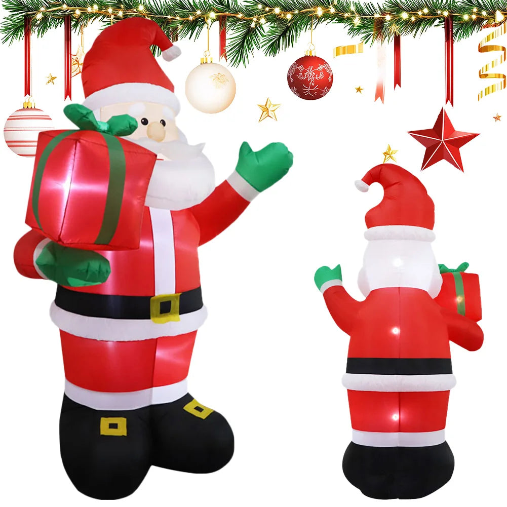 2.4M Blow Up Santa Claus with Gift Bag Airblow Inflatable Santa Claus Weatherproof Inflatable Xmas Santa Claus for Outdoor Decor