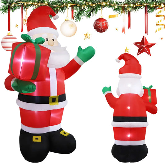 2.4M Blow Up Santa Claus with Gift Bag Airblow Inflatable Santa Claus Weatherproof Inflatable Xmas Santa Claus for Outdoor Decor