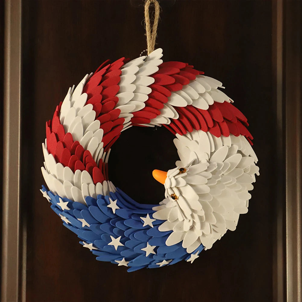 4th of July Wreath Patriotic American Wreath Festival Garland for Front Door Decorations
