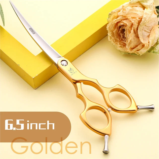 Fenice Professional JP440C&VG10 Colorful 6.0 6.5 Inch Curved Grooming Scissors Pet Scissor for Dogs Cats