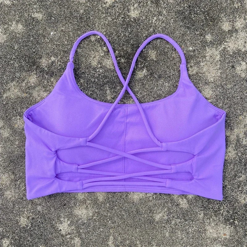 Women fitness Fitness Sport Bra Top Gym Yoga underwear Athletic With Chest Pad U-neck spaghetti straps cross beauty back hollow