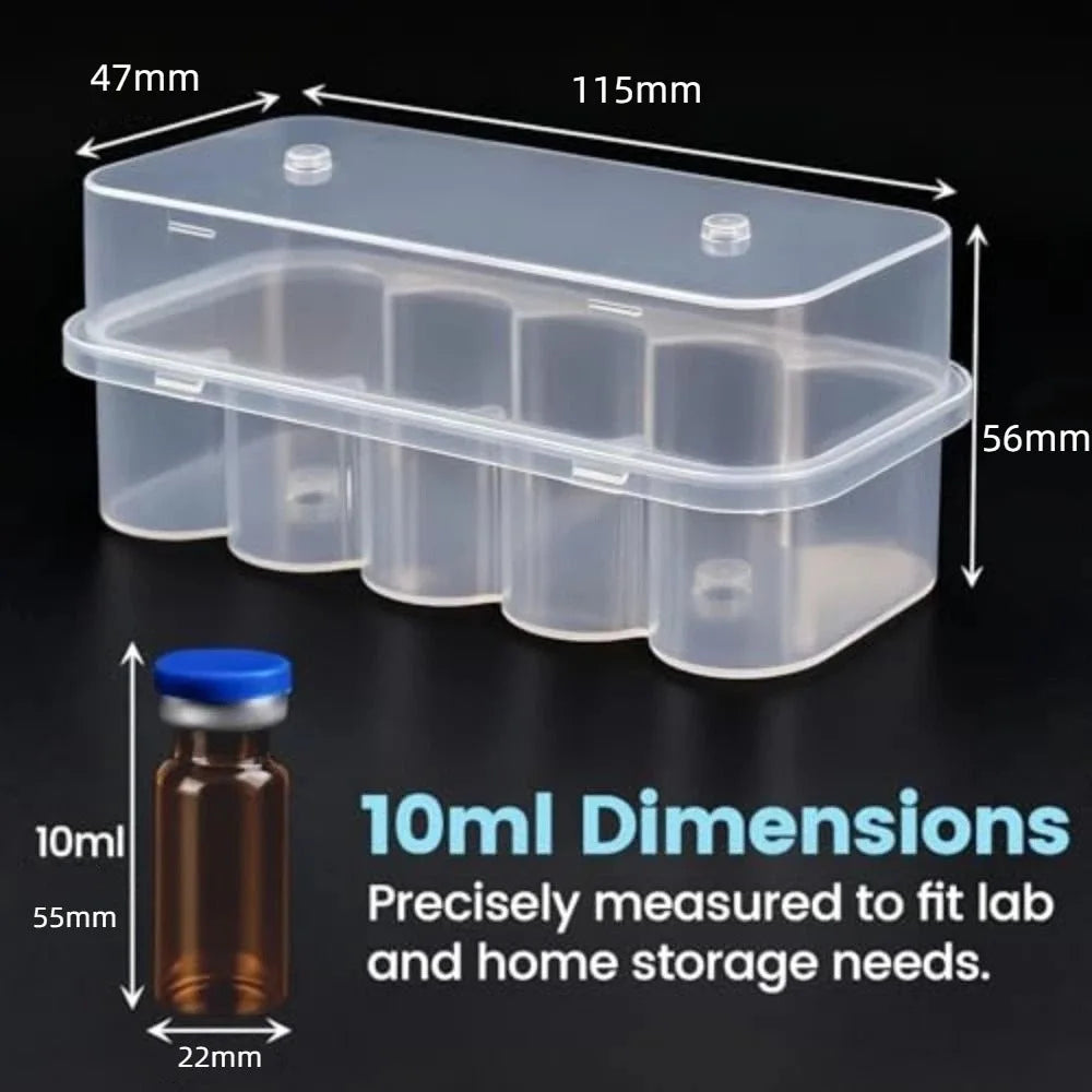 3/5/7/10mL Stackable Plastic Microtube Storage Box 2/10/24-Slot Vial Storage Case Clear Freezer Tube Box Refrigerator Organizer