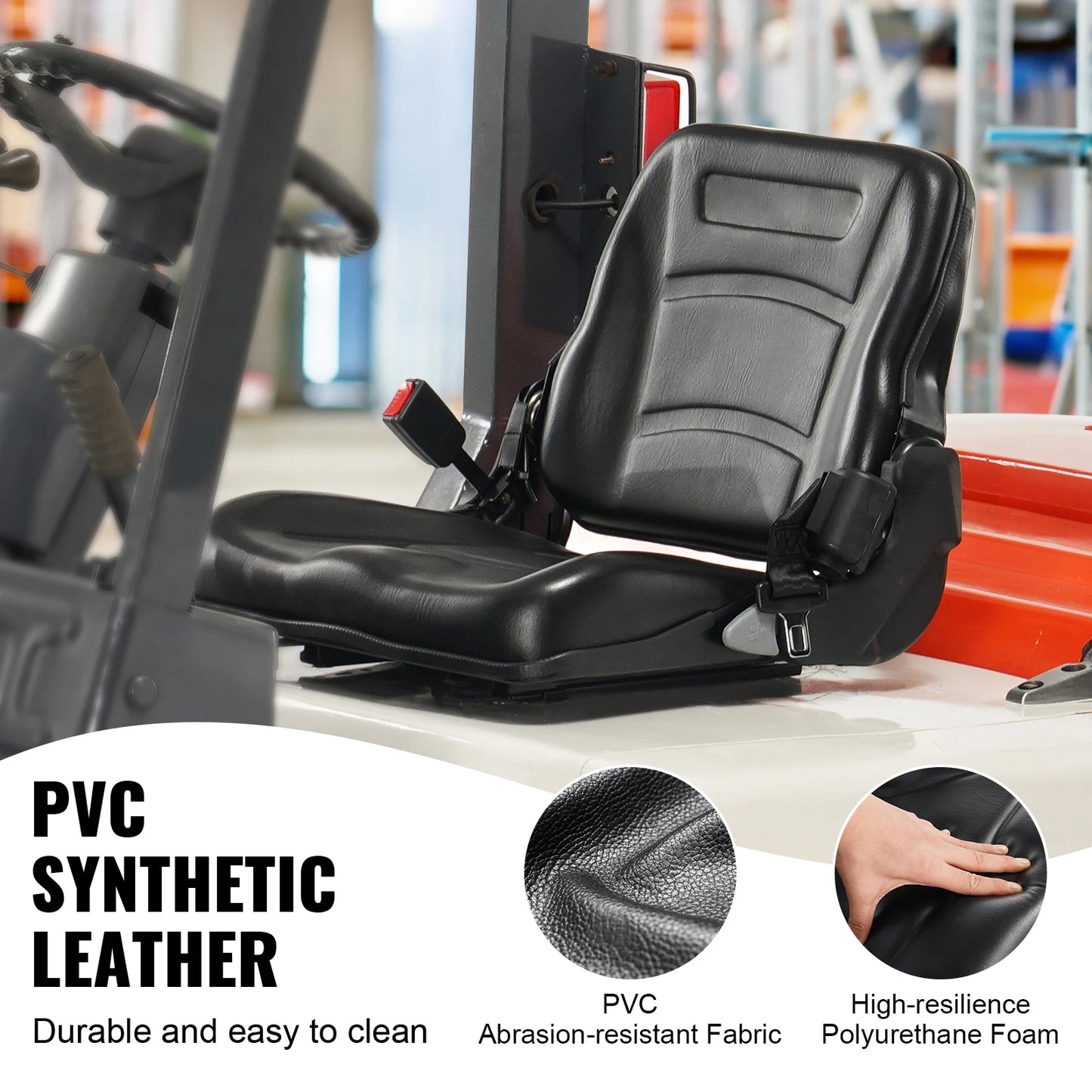 SucceBuy Universal Forklift Seat Fold Down Tractor Seat Comfortable Forklift Seat with Adjustable Angle Back and Micro Switch