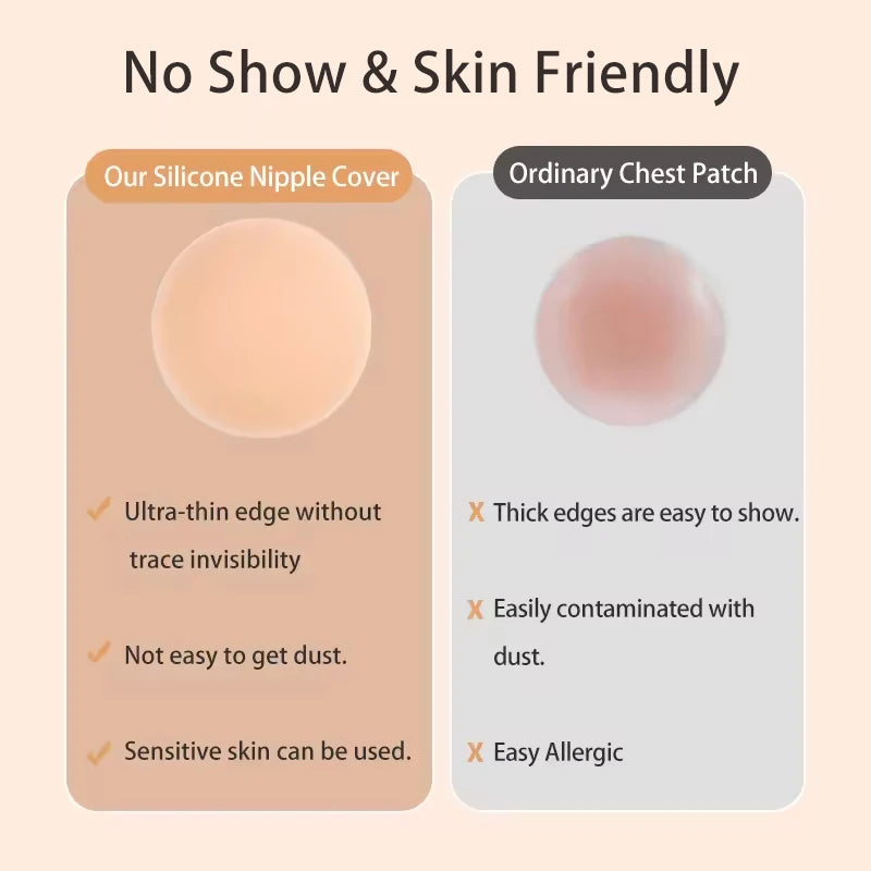 Nipple Cover Pasties Silicone Adhesive Sticky Bra Liner For Women Reusable Breast Sticker No Show Invisible Boob Tape
