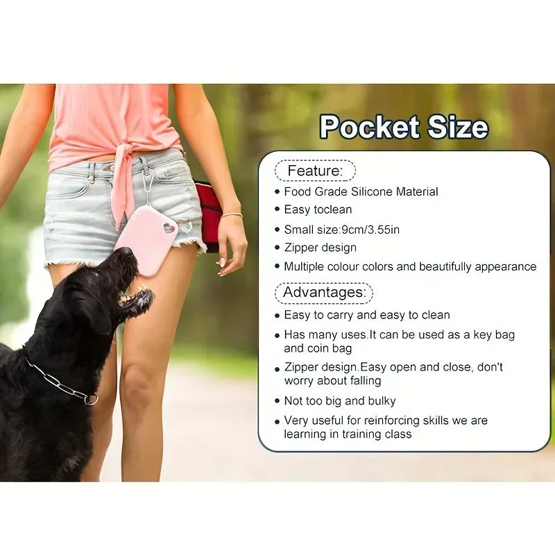 Silicone Pet Food Pouch Outdoor Dog Walking Bag Training Dog Treat Pouch Portable Waterproof  Food - Grade Pet Food Storage Bag