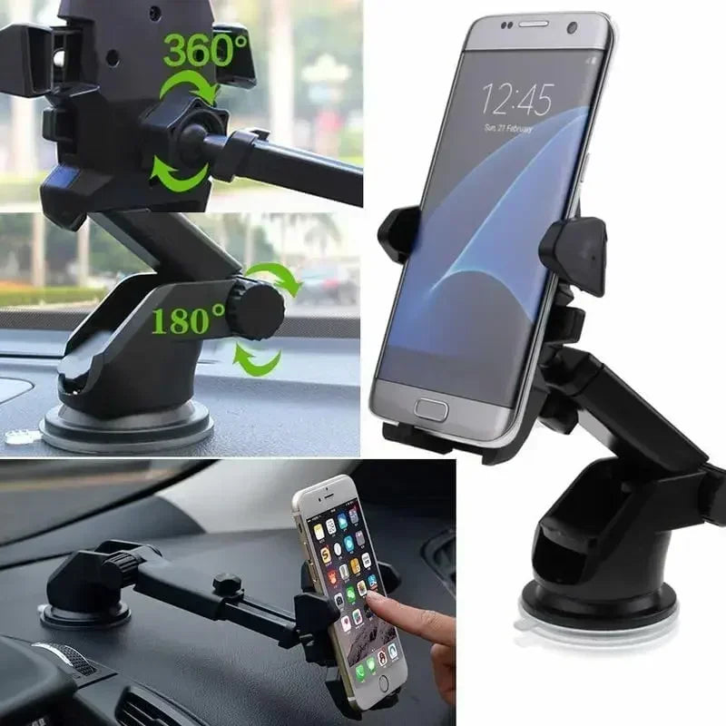 360° Universal Suction Cup Car Phone Holder Retractable Arm Phone Bracket Stand GPS Car Phone Holder Stand for IPhone Xiaomi