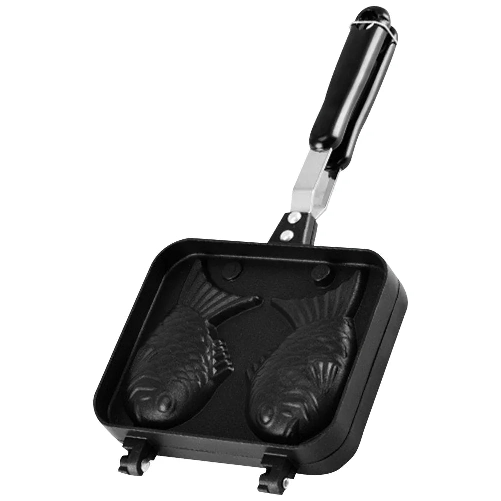 Double Fish Shaped Taiyaki Dessert Waffle Cake Maker Pan Aluminum Alloy Japanese Pancake Double Pan Fry Pan Waffle Molds