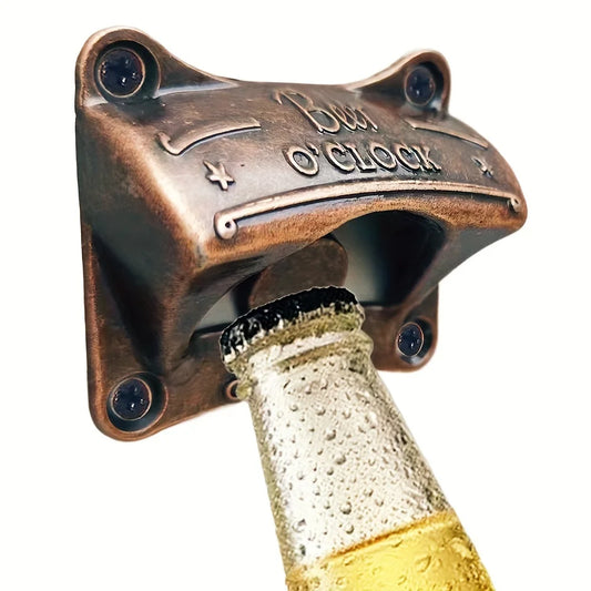 1/5/10pcs"Beer O' Clock" Bottle Opener Wall Mounted Retro BBQ DIY Solid Beer Opener Tools Bar Decorative  Opener Kitchen Gadgets