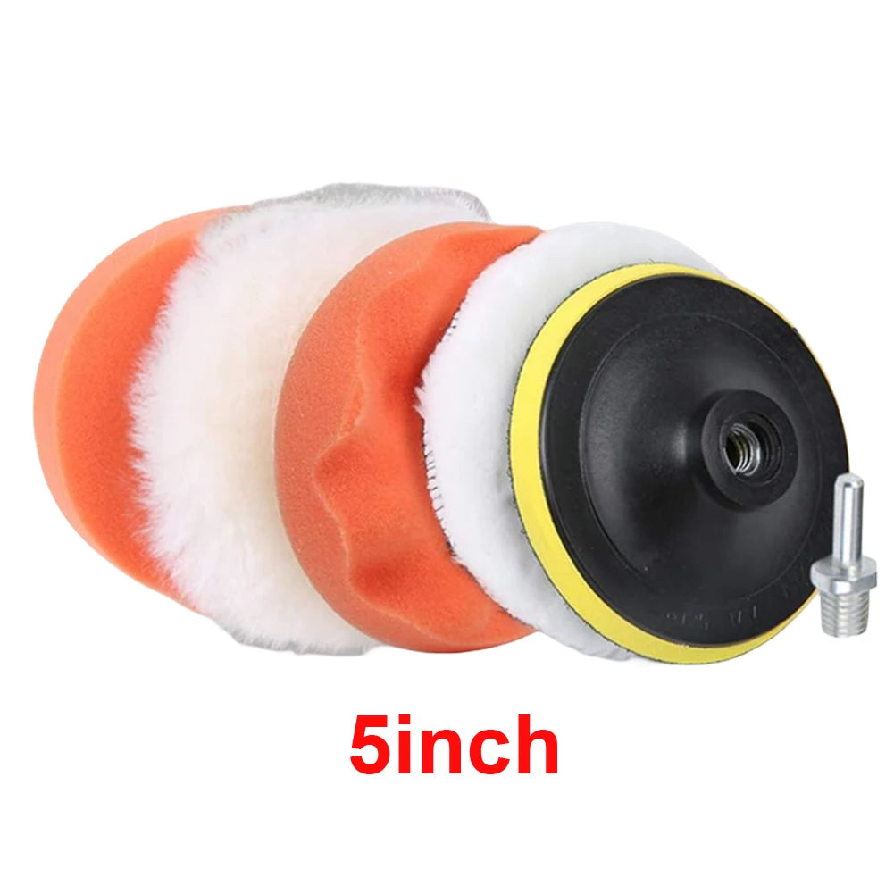 3/4/5 Inch Foam Pad Buffer Kit Reusable Car Polishing Sponge Pads Kit Wool Buffer Drill Wheel Polisher for Auto Remove Scratches