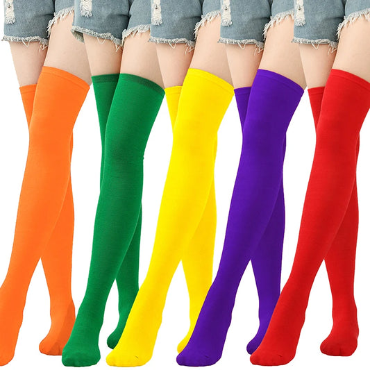 New Christmas Stockings Red Over-knee Socks for Women Green Yellow Stockings European and American Halloween Purple Stockings
