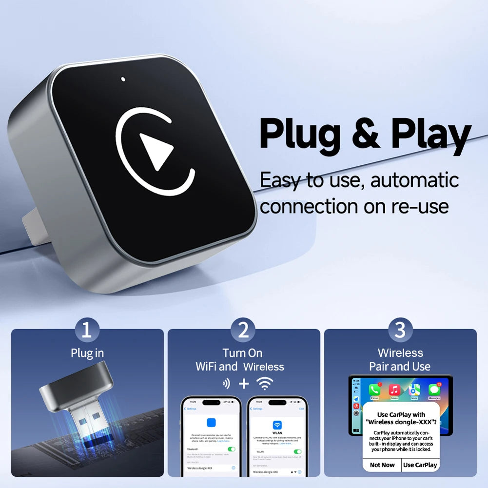 2025 New 2IN1 Wireless CarPlay Android Auto USB Adapter Dongle Smart Mini Box Plug Play For VW Toyota Nissan Honda Ford Benz KIA