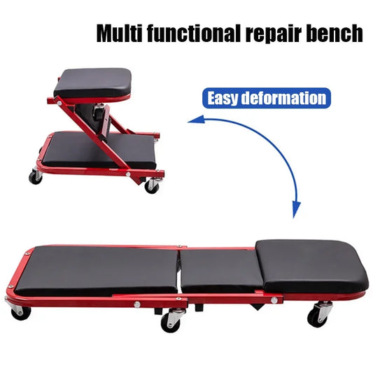 AIRAJ 36" Folding Car Repair Bed Auto Maintenance Work Bench Chair Auto Bench Wheels Roller Car Creeper Roller Seat Garage Gift