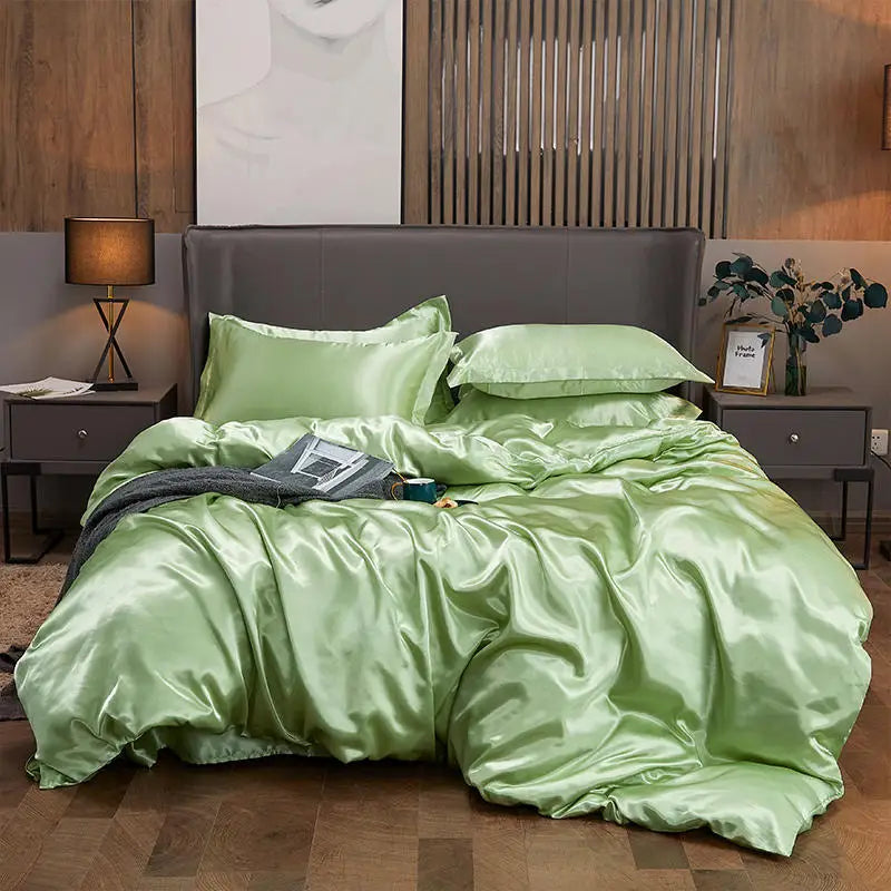 Summer Smooth Satin Duvet Cover No Pillowcases Comfy Shiny Couple Bed Quilt Cover Nordic Double Bed Sheet 150 220x240