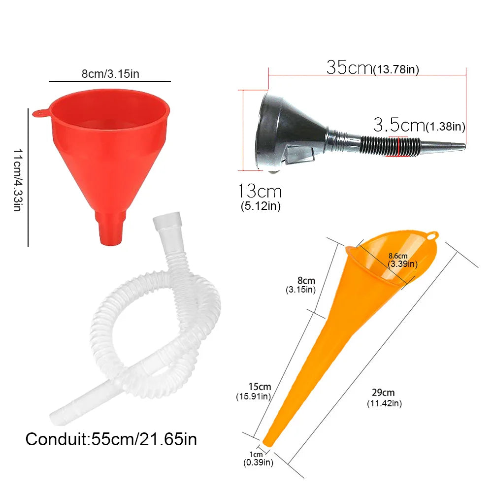 Car Engine Refueling Funnel with Filter Engine Oil Filling Funnel Set Gasoline Oil Fill Universal Tool for Auto Motorcycle Truck