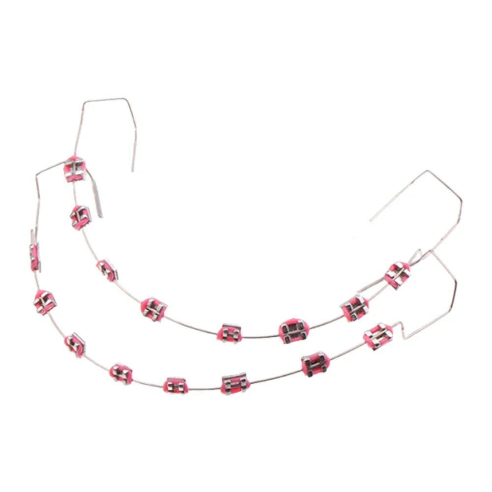 1 Pair Temporary Tooth Decoration Dental Fake Braces with Metal Wires & Bracket Dental Metal Bracket Dental Tool for Tooth Decor
