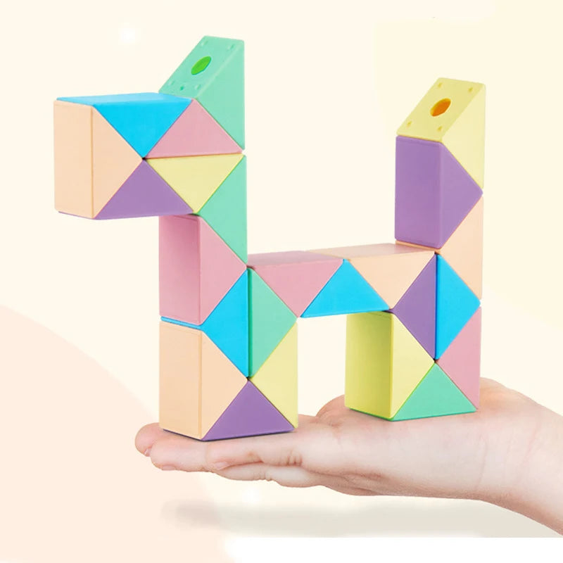 24-72 Segments Magic Rule Snake Multi-color 3D Puzzle Fidget Toys Decompression Transformable Cubes Educational Toys