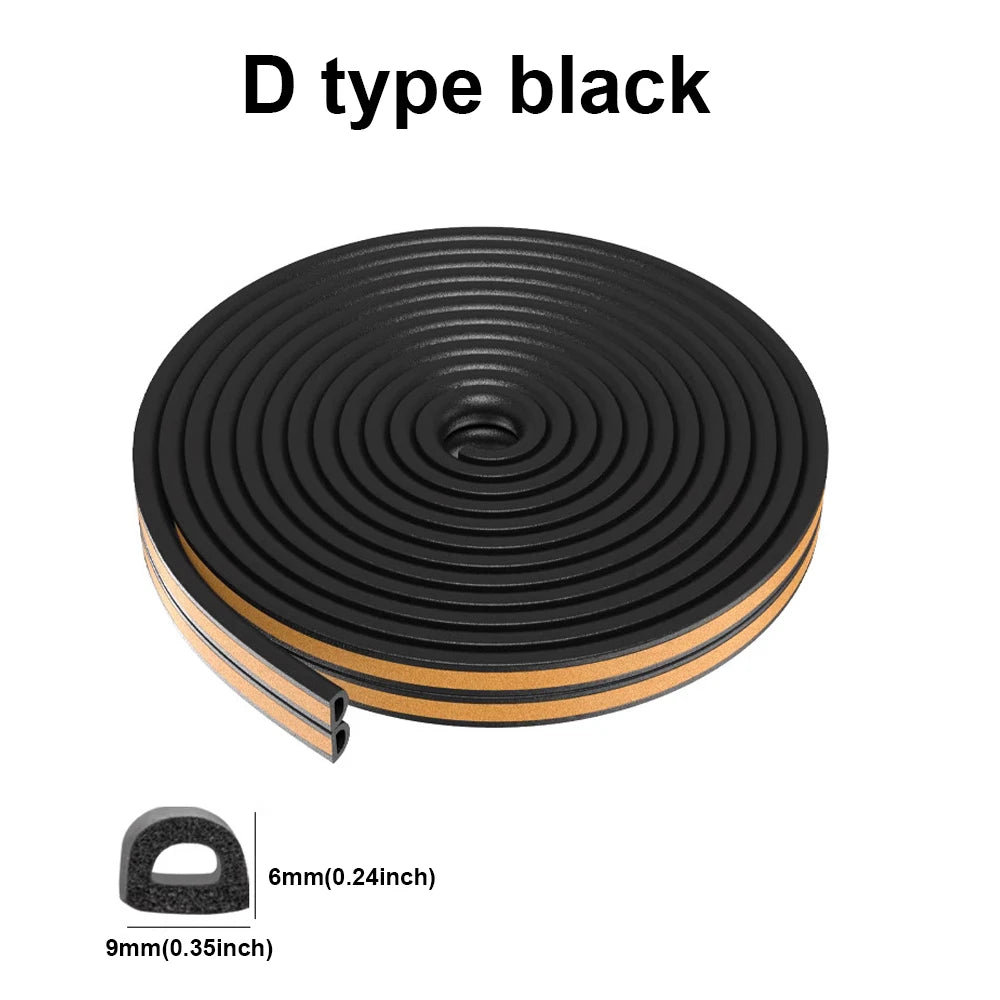 5m/10m DIEP Shape Door Seal Strip Self-adhesive Window WeatherStripping Insulation Noise Rubber Sealing Strip Draft Stopper Tape
