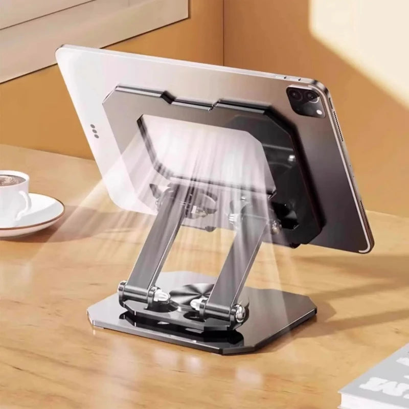 360 Rotatable Metal Tablet Stand Adjustable Foldable Desktop Holder Compatible for 4.7-12 Inch Ipad Pro Air Mini Laptop