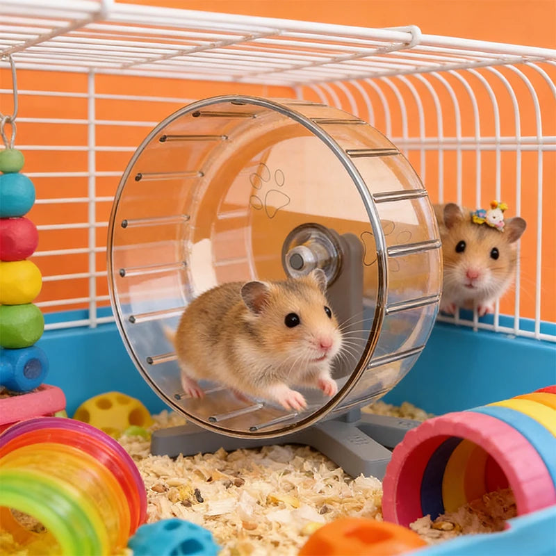 Hamster Wheel 12cm Super-Silent Exercise Wheels Dual-Bearings Quiet Spinner Running Wheels  Fits Any Hamster Cage Hamsters Toy