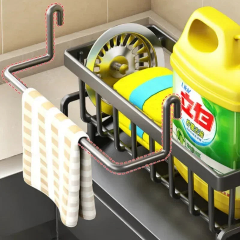 Multifunctional Sponge Rack Drainer Kitchen Shelf Sink Rag Dishwashing Detergent Dishcloth Organiser Kitchen Organizer Storage