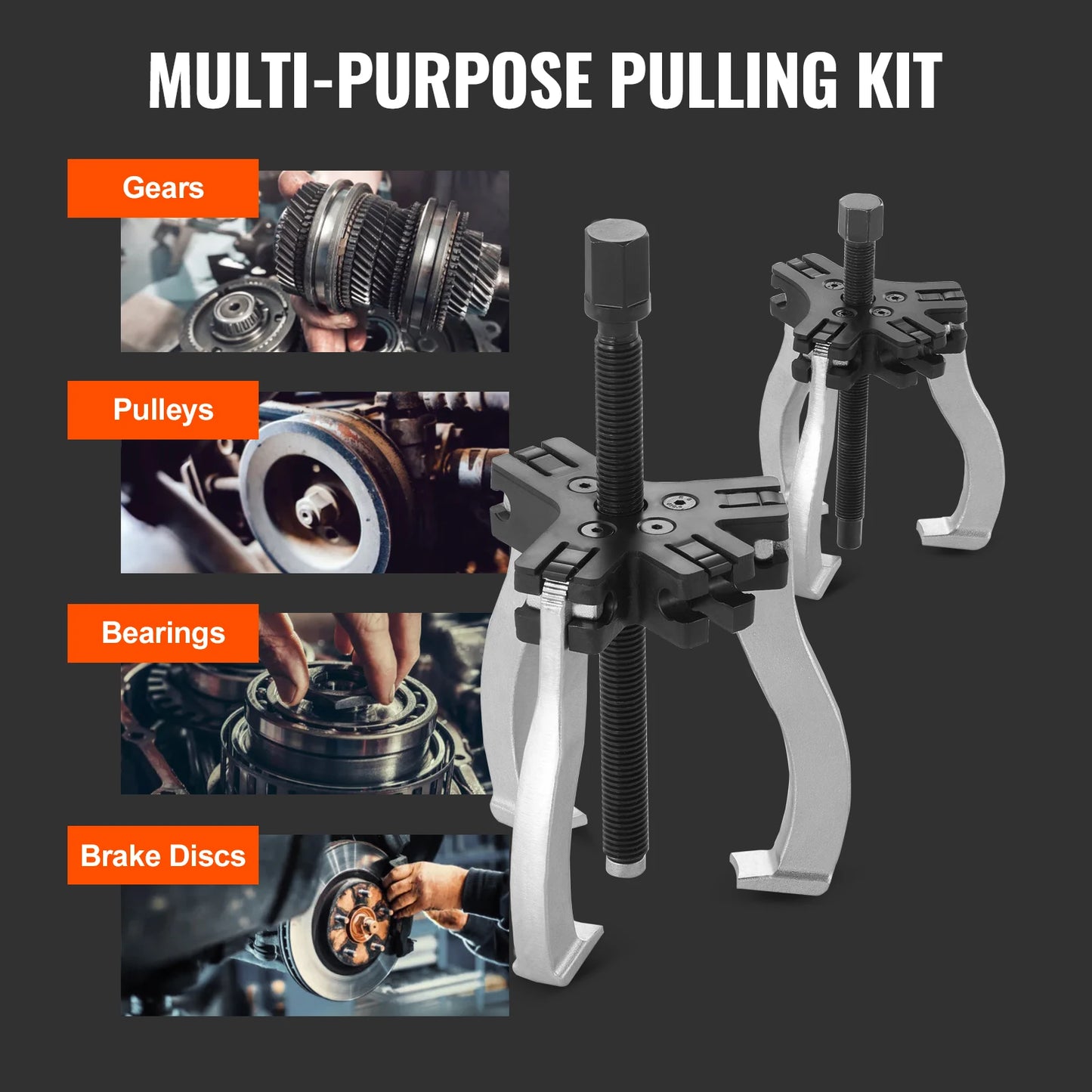 SucceBuy Gear Puller Set 3" and 7" Puller Kit 3 Jaw Gear  2 or 3 Reversible Jaws Wheel Puller 2-Piece