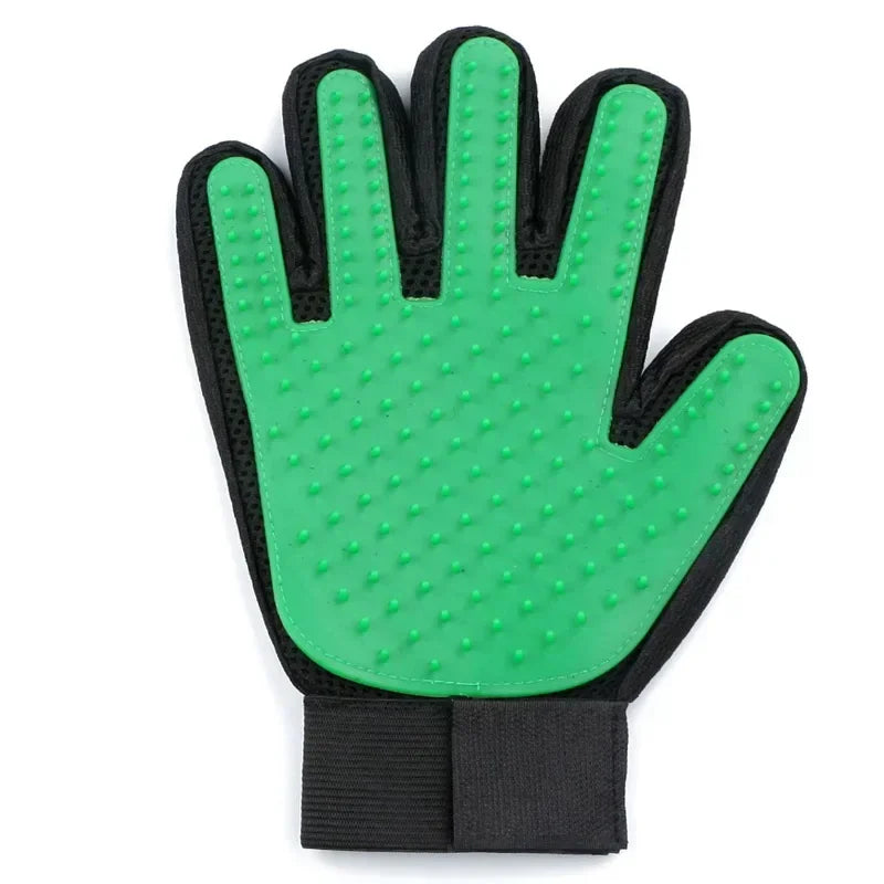 2-in-1 Pet Grooming Gloves, Silicone Deshedding Brush & Massager for Dogs Cats, Removes Loose Hair, Boosts Circulation, Bathing
