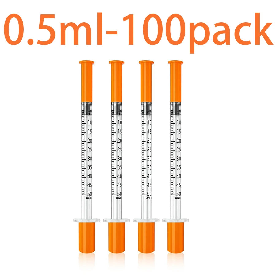 100/50 Pack 0.5/1ml Syringes with Needles Individually Packaged for Laboratory And Pet Supplies