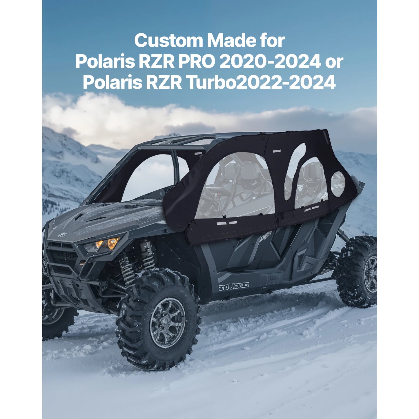 SucceBuy Cab Enclosure Upper Doors Compatible w/Polaris RZR PRO 2020-2024/Polaris RZR Turbo2022-2024 Soft Upper Doors Window Kit
