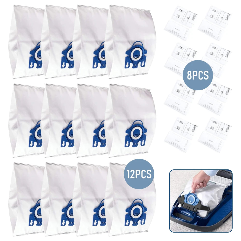 12x Vacuum Cleaner Bags For Miele FJM Hyclean 3D GN C2 C3 S2 S5 S8 S5211 S5210