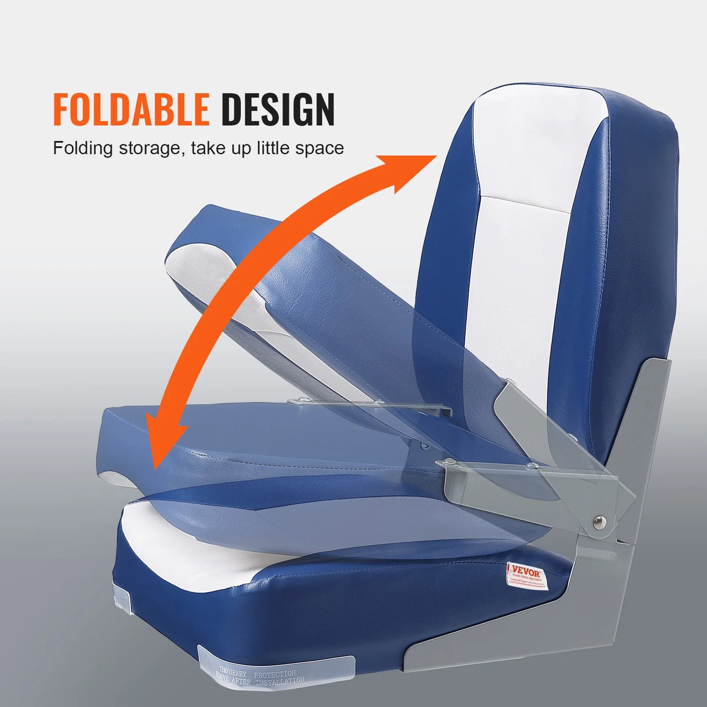 SucceBuy Boat Seat 18.9" Low Back Boat Seat Folding Chair with Thickened Sponge Padding and Hinge Fold-Down Boat Captain Chair