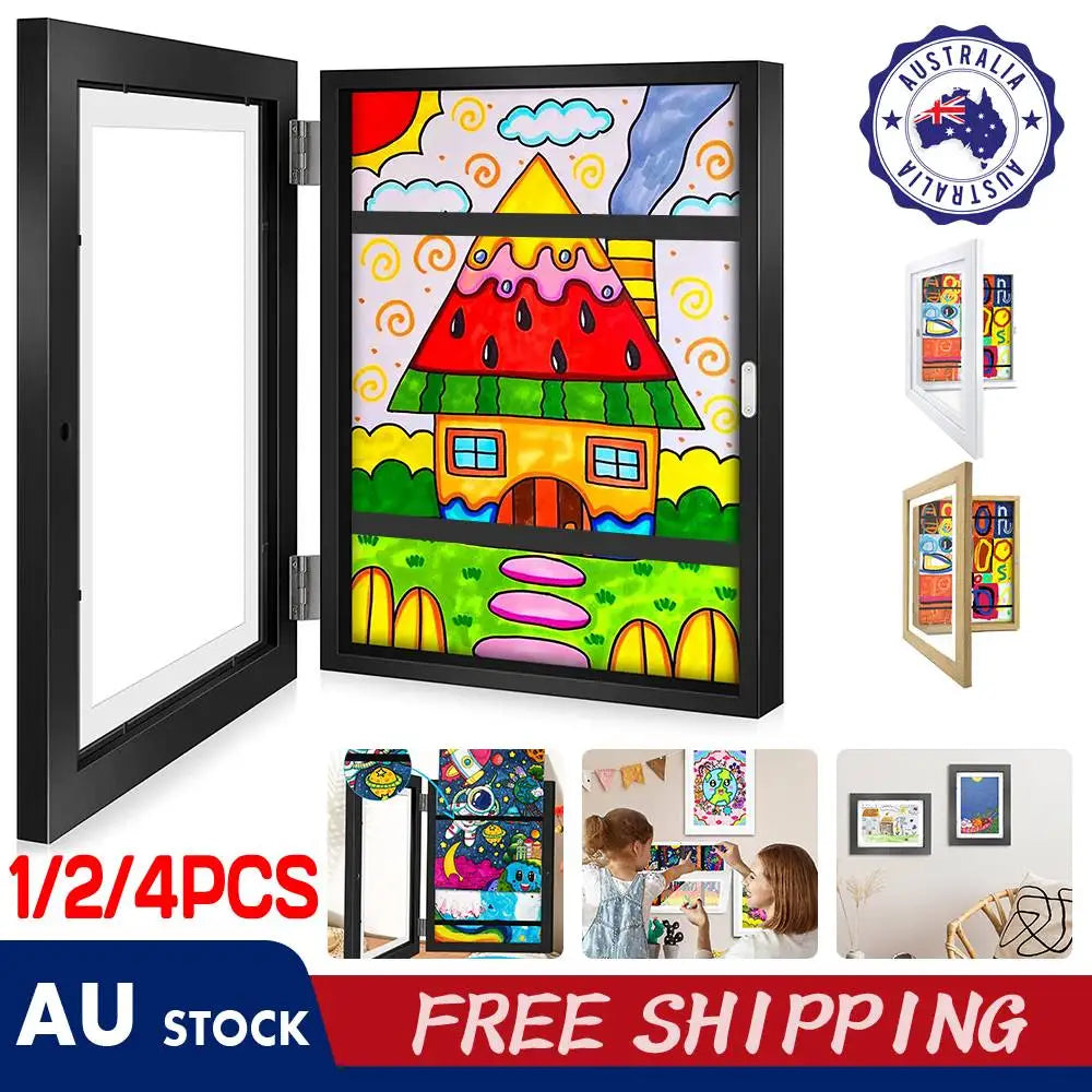 1-4pcs Kids Art Frames Children Art Projects Wooden Artwork Display 150Pictures