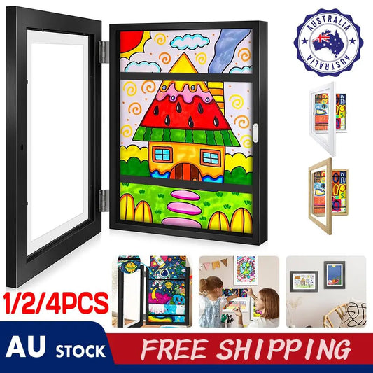 1-4pcs Kids Art Frames Children Art Projects Wooden Artwork Display 150Pictures