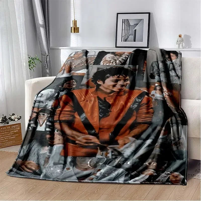 Pop Music Michael J-Jackson Printed Flannel Blanket , Warm  Soft Cozy Blanket Flannel  Livingroom  Home Decor Birthday Gift