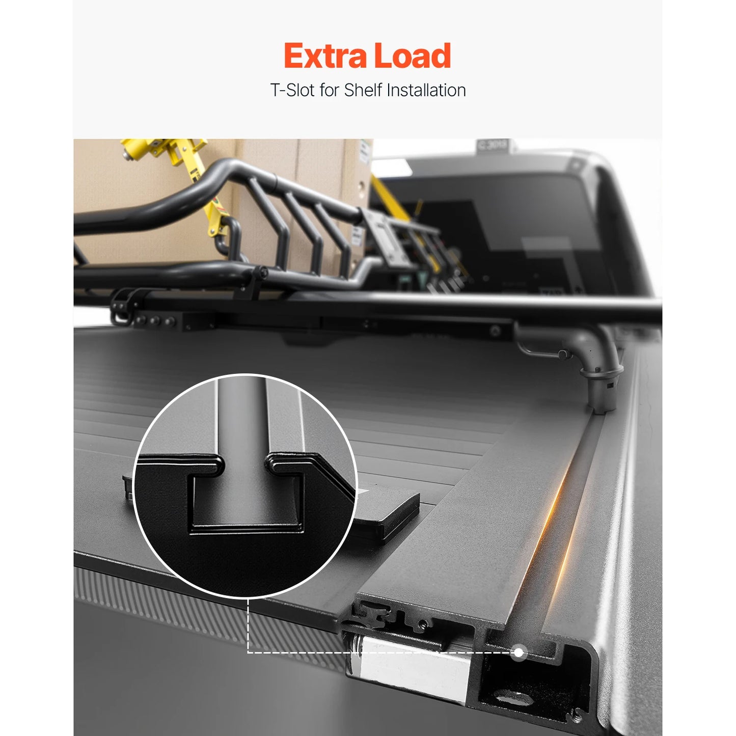 SucceBuy Retractable Tonneau Cover 5 7 FT Hard Cover with Built-in Drainage Pipe Double Lock T Slot for Dodge Ram 1500 Crew Cab