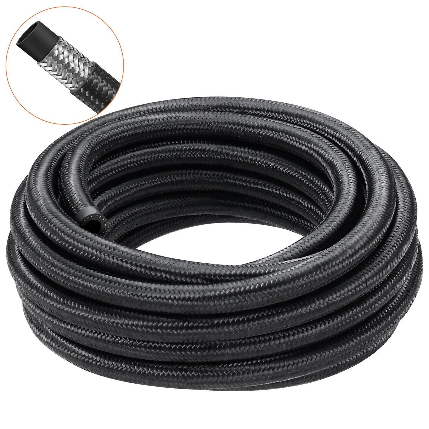 SucceBuy 8AN Fuel Line Kit 20 FT Fuel Hose Kit 0.43" Nylon Stainless Steel Braided Fuel Line Oil/Gas/Diesel Hose End Fitting Kit