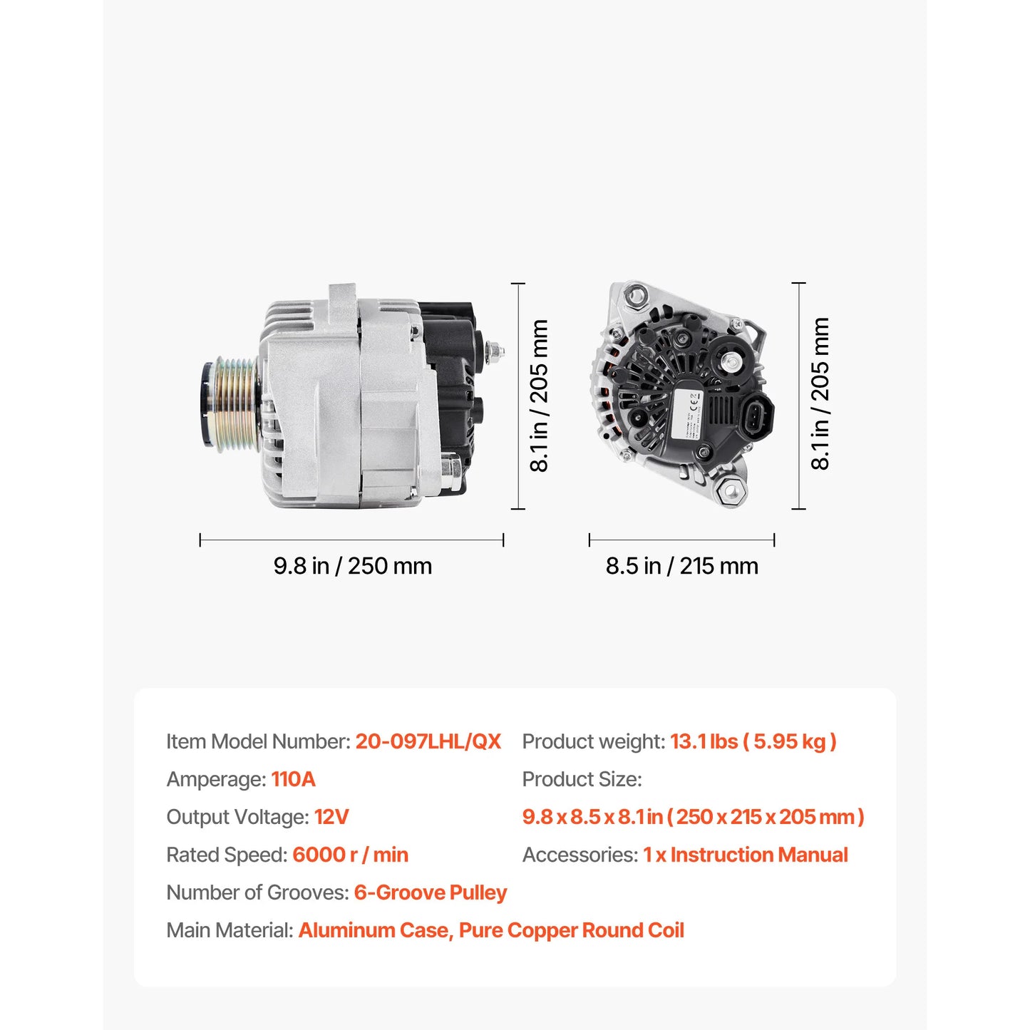 SucceBuy Car Alternator 11032 for Toyota Highlander V6 3.3L 2004-2007 Sienna 2004-2006 Lexus RX330 3.3L 2004-2006 Replacement