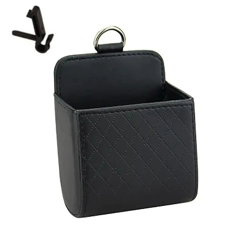 Universal Car Air Outlet Hanging Storage Box Air Vent Dashboard Tidy Hanging Leather Organizer Box Phone Holder Car Accessorie
