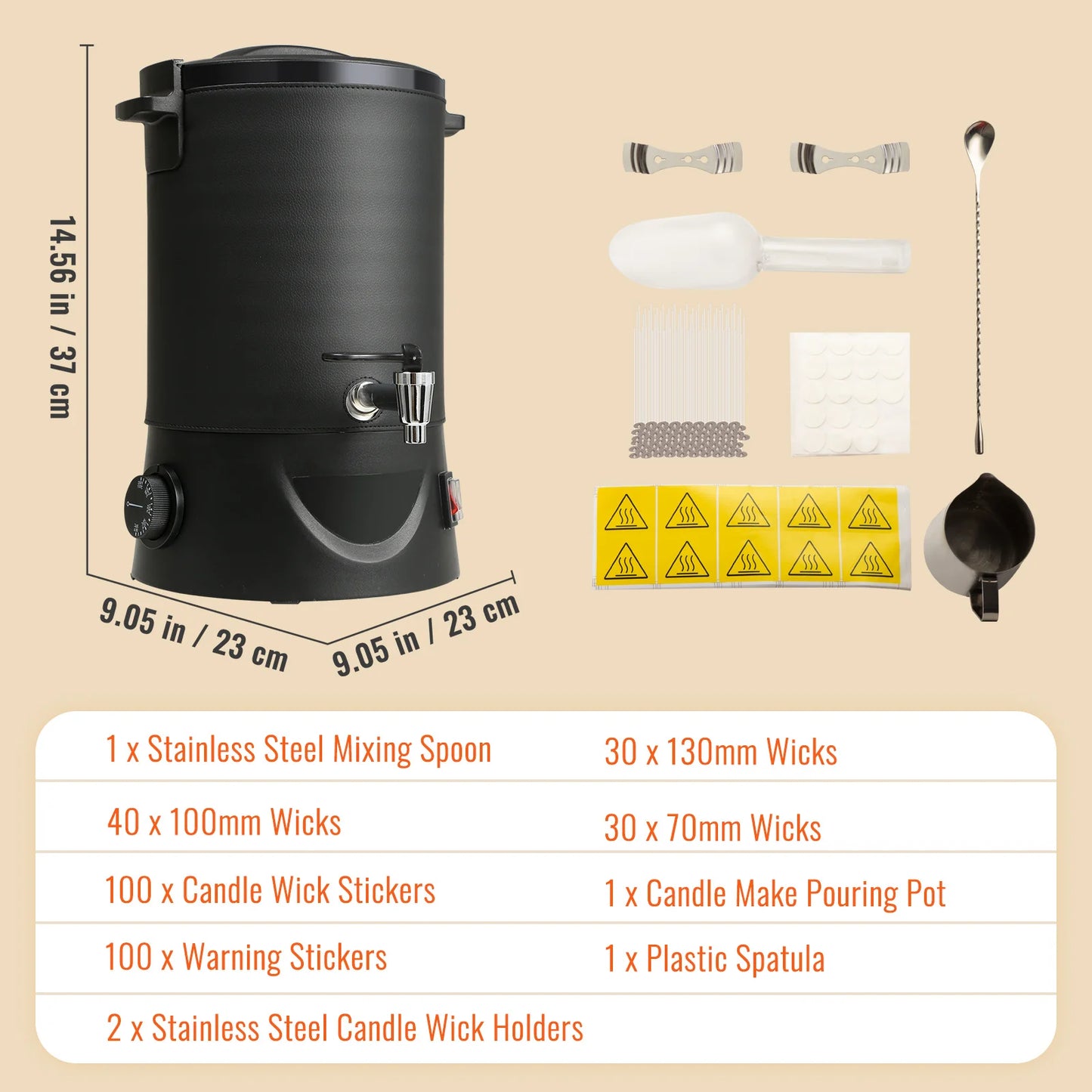 SucceBuy 6.5 L 10 L Wax Melter for Candle Making Large Electric Wax Melting Pot Easy Pour Spout 9-Level Temperature Control