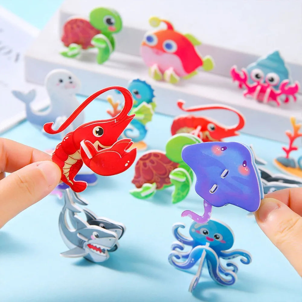 30pcs New Paper Jigsaw Puzzles 3D Early Education Puzzle Model Handmade Children's Toys Assembly Model Kids
