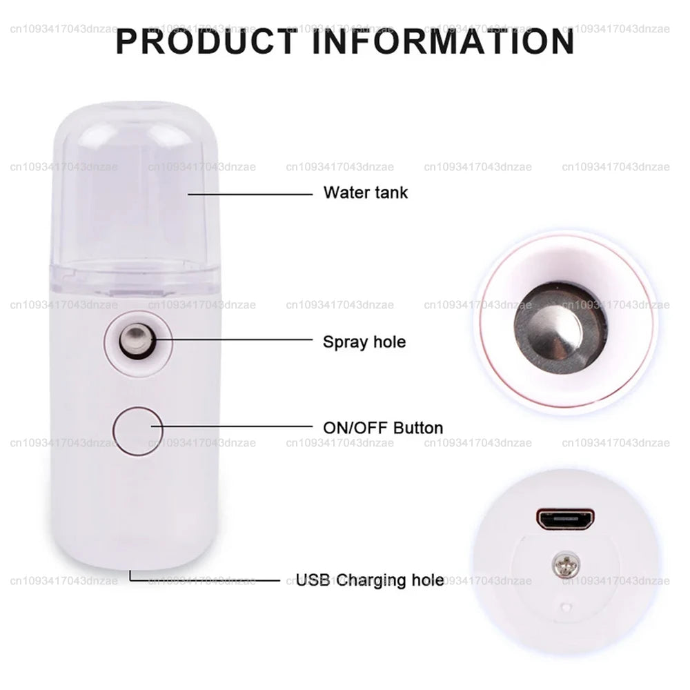 1pcs USB Mist Facial Sprayer Humidifier Rechargeable Nebulizer Face Steamer Moisturizing Beauty Instruments Face Skin Care Tools