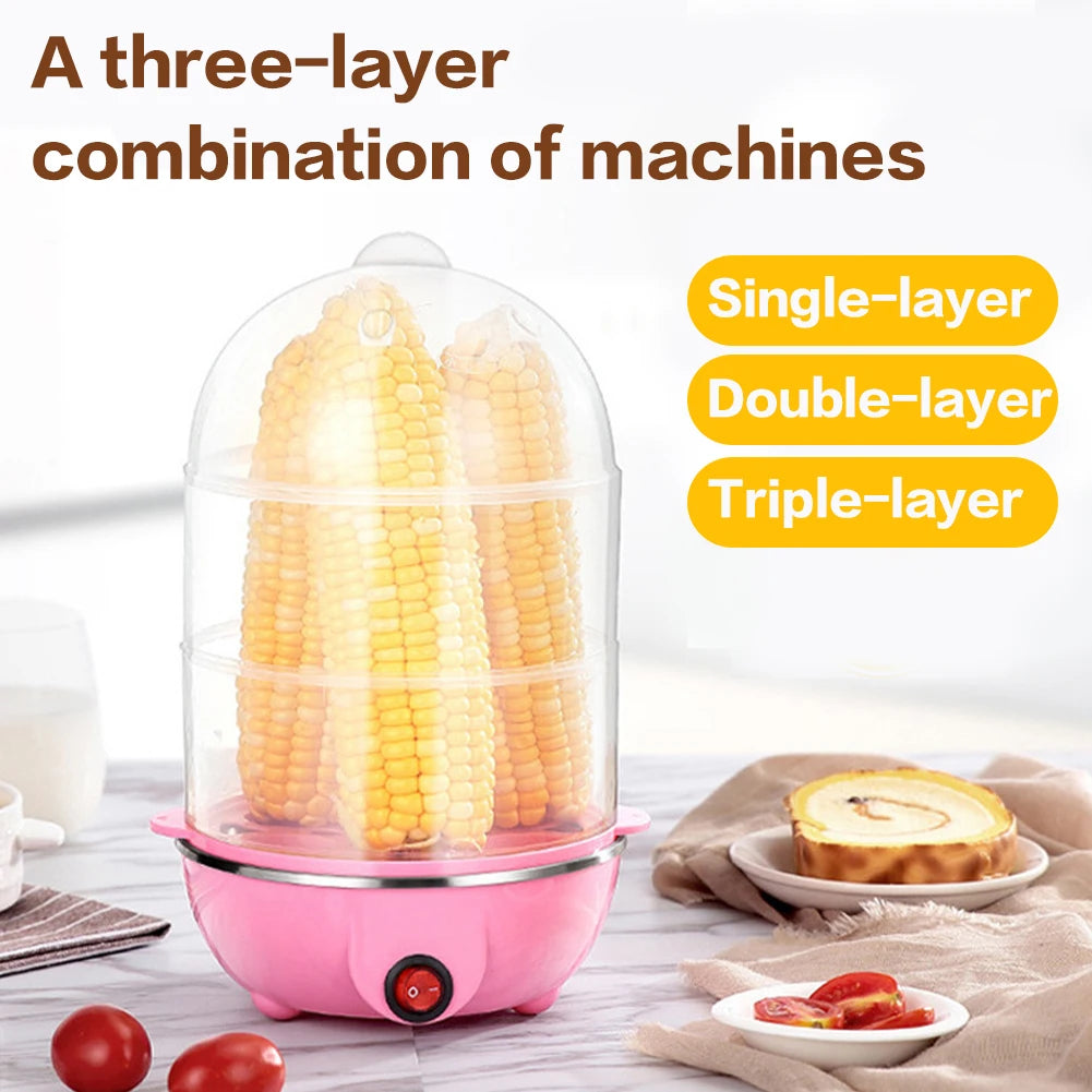 220V Electric Egg Boiler Rapid Heating Multifunctional Egg Cooker Auto-Off Portable Milk Steamer for Cooking Breakfast Machine