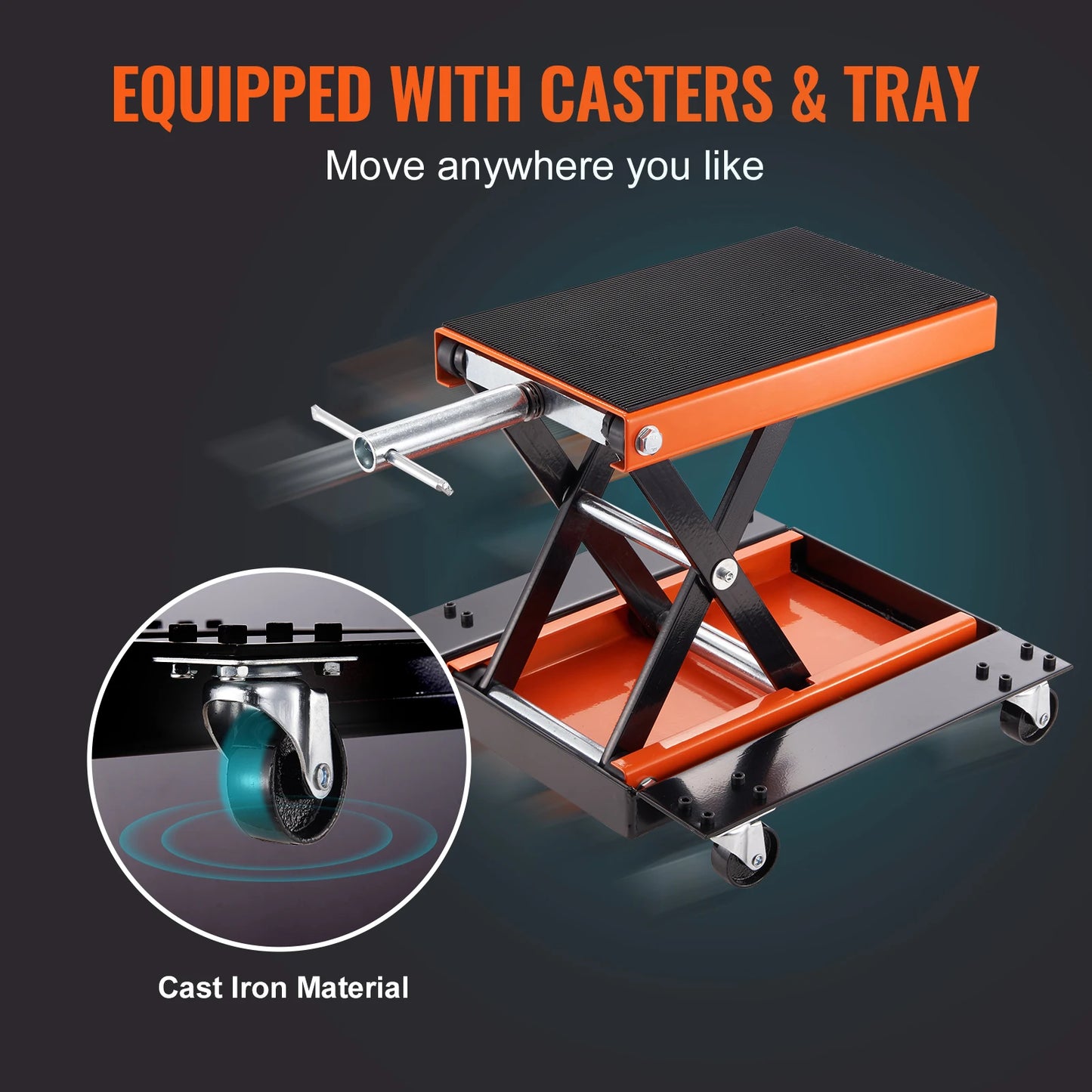 SucceBuy Motorcycle Lift 1100 LBS Motorcycle Lift Scissor Lift  with Dolly & Hand Crank Center Hoist Crank Stand for Motorcycle