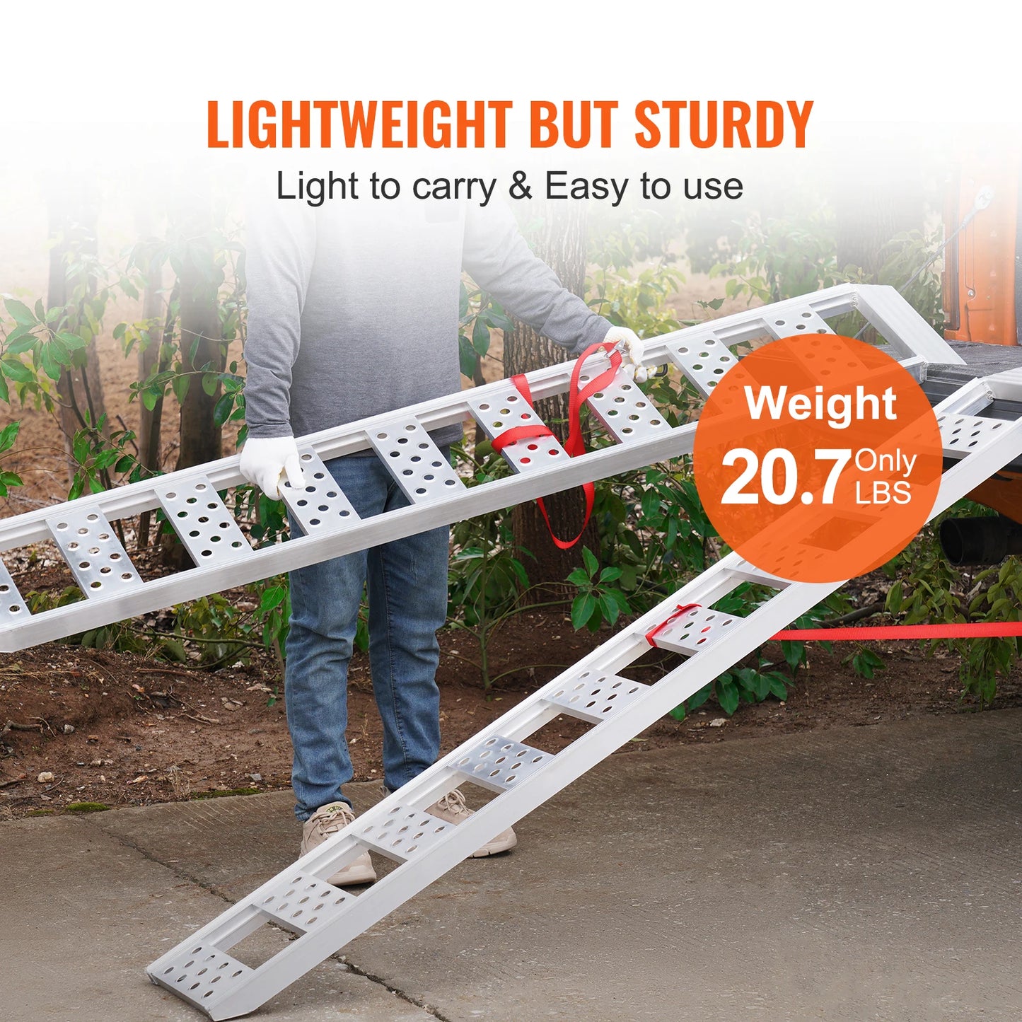 SucceBuy Aluminum Ramps 1250lbs Straight Ramp with Treads and Load Straps Portable Loading Ramp for Motorcycles ATVs Trucks 2Pcs