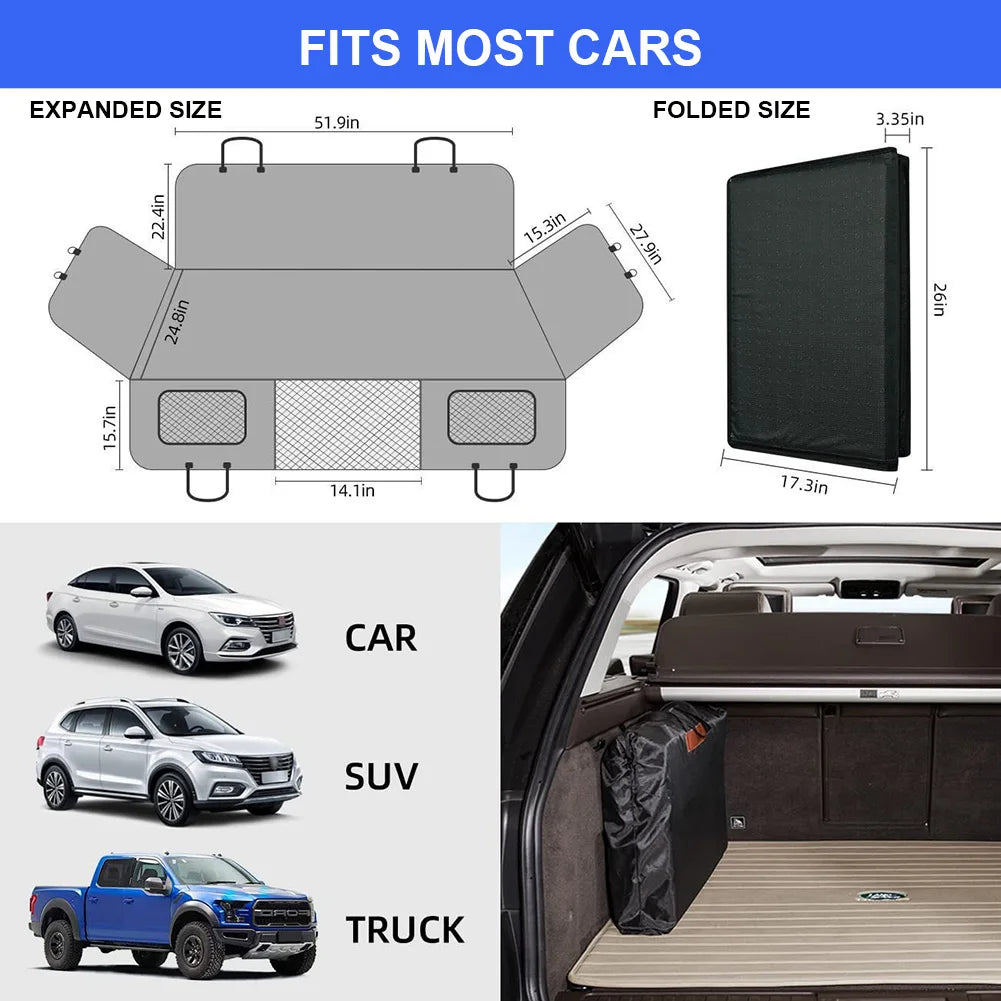 Car Rear Seat Dog Seat Cover up to 150kg Hard Bottom Rear Seat Extender 600D Heavy-Duty Anti-Scratch Washable Dog/Cat Hammock fo