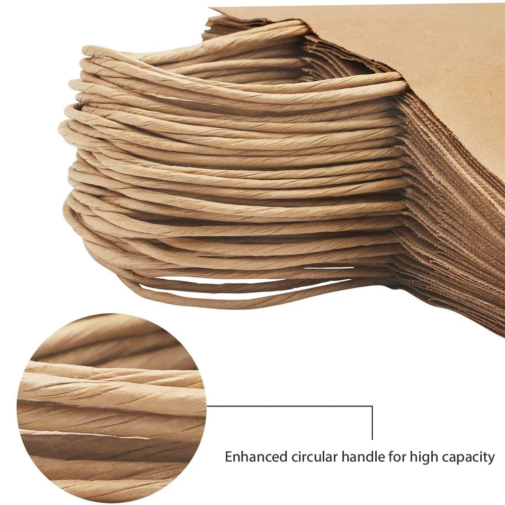 50pcs Bulk Kraft Paper Bags Gift Shopping Carry Craft Brown Bag with Handles AU