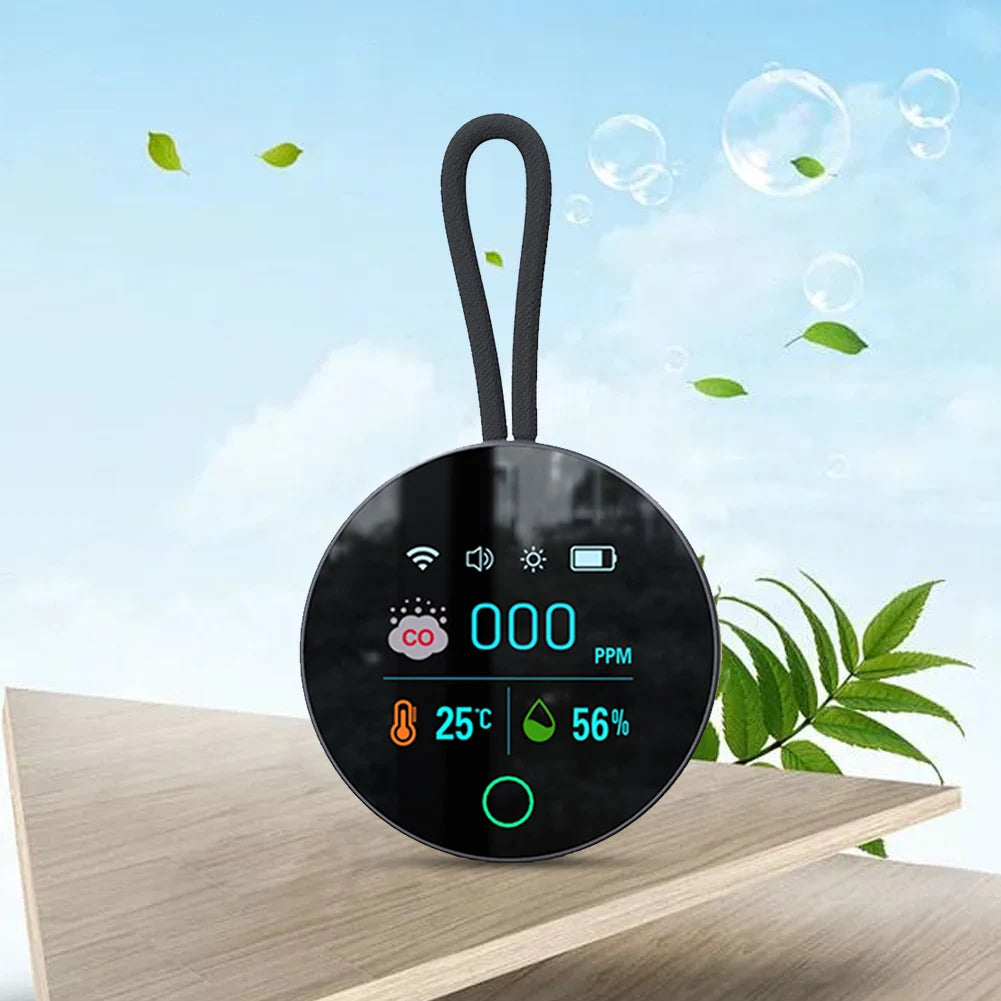 3 In 1 Carbon Monoxide Detector 1000mAh Portable Gas Detector CO Detector Alarm Temp Humidity Sensor for Outdoor Camping RV Car