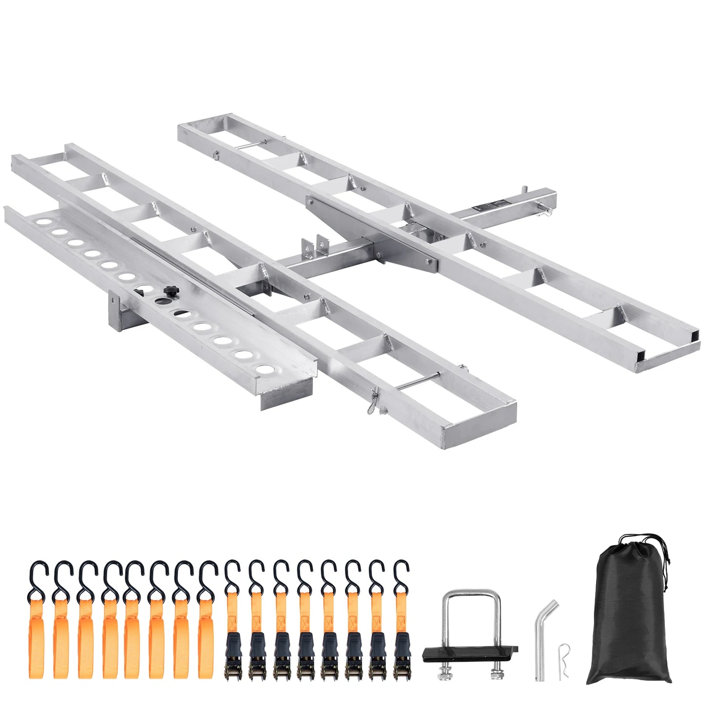 SucceBuy Motorcycle Carrier 2-Bike 600LBS Aluminum Loading Ramp Scooter Dirt Bike Trailer Hauler for Car Truck with 2"  Receiver